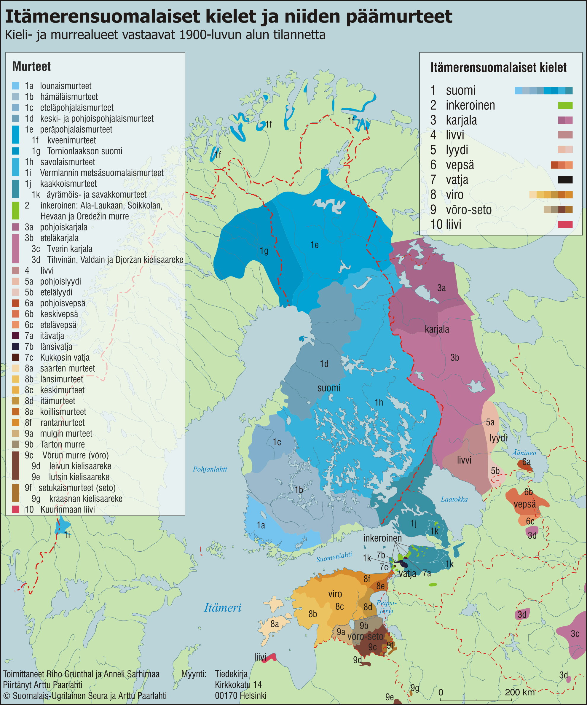 mapa języków i dialektów bałtofińskich